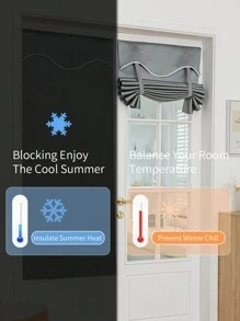 1 件黏貼式 100% 遮光門簾法式門簾玻璃門/前門/拉門/露台門/廚房門/後門安裝方便 - 灰色 - 查看 7