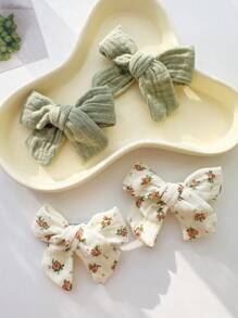 4个装青少年布艺花朵蝴蝶结发夹，侧边发夹，马尾辫发圈，日常发饰 - 彩色 - 查看 9