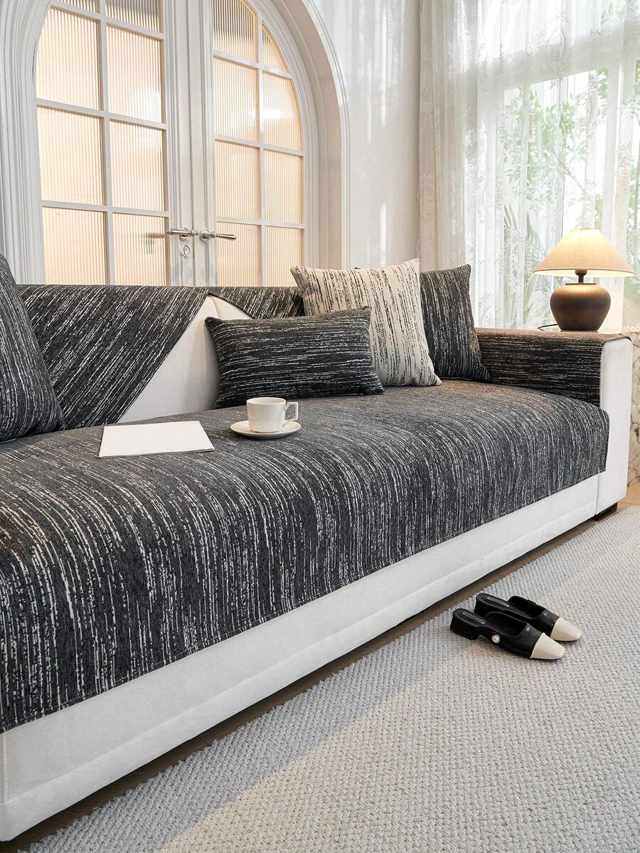 1入組Chenille 2024新款輕量豪華沙發坐墊，全季節防滑高級沙發套 - 深灰色 - 查看 1