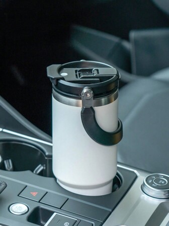 1pc Purple Stainless Steel Double Wall Insulated Cup With Handle, Carrying Rope, Straw Cup Lid, Large Capacity Vacuum Flask Water Bottle, Gift, Outdoor Sports Back To School