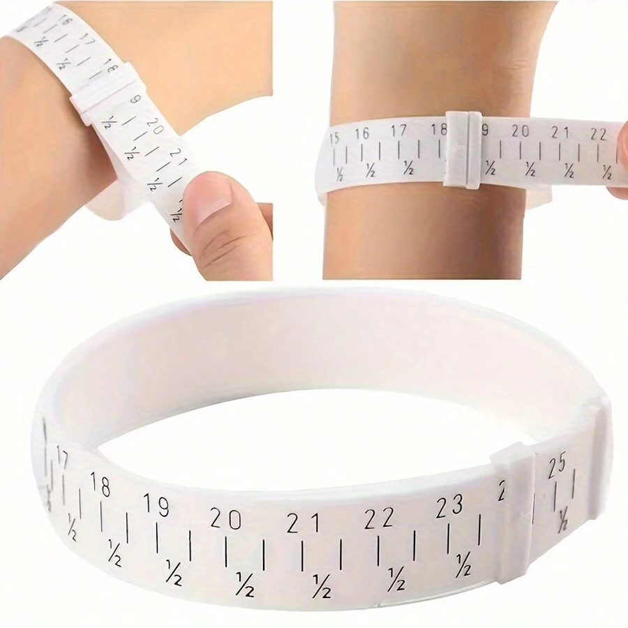 Herramienta de medición de pulsera, cinta métrica suave para medir el tamaño de la muñeca y la circunferencia para brazaletes y pulseras, regla, reglas - Blanco - Ver 1