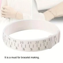 Herramienta de medición de pulsera, cinta métrica suave para medir el tamaño de la muñeca y la circunferencia para brazaletes y pulseras, regla, reglas - Blanco - Ver 3