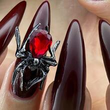 5pcs Gothic Style Jewel-Encrusted Spider Charm For Nail Art, Diy Decorations - Silver - View 2