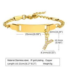 1個不鏽鋼26個英文字母18k鍍金手鍊,女性禮物 - 金黃色 - 查看 22