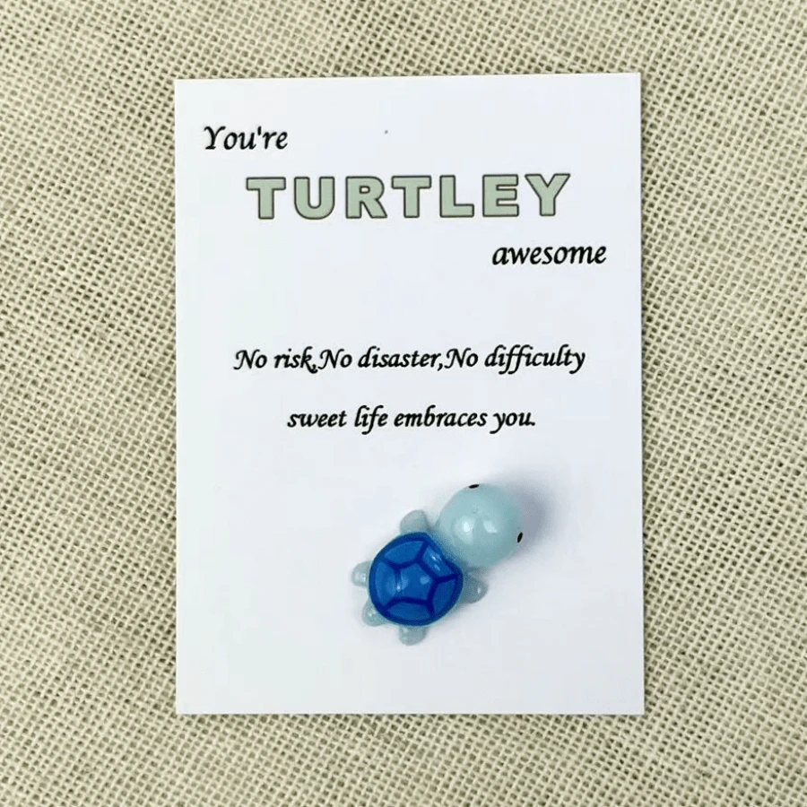 1張口袋擁抱小卡片,3d樹脂海龜問候卡,你真的很棒,生日/婚禮/情人節特別禮物,擁抱代幣,鼓勵賀卡,用你的禮物裝飾,適用於家居/房間裝飾,愛情卡片 - 藍色 - 查看 1