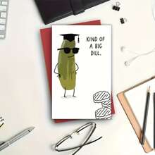 1pc Funny Creative Graduation Card Funny Graduation Card For Her Or For Him, Graduation Pickle, Congratulations Graduation, Good Job, Well Done - Red - View 1