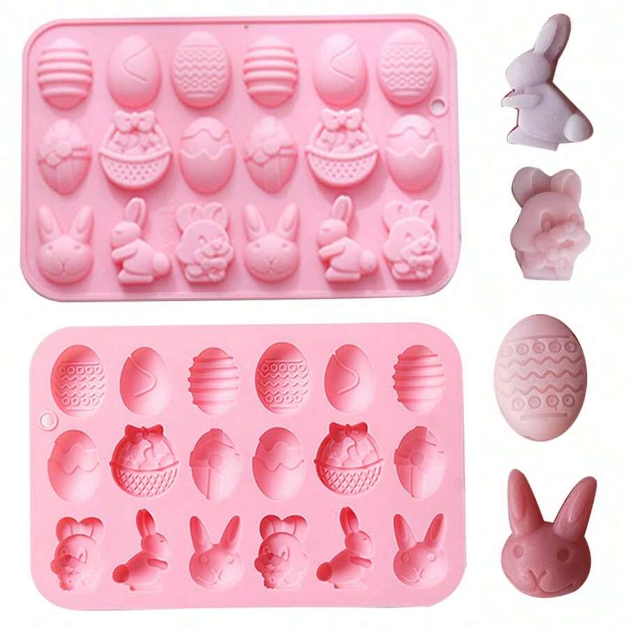 Stampo in silicone a forma di coniglio per cioccolato di Pasqua, adatto per realizzare cioccolato, caramelle, torte, pasta di zucchero, gelatina, budino, sapone fatto a mano, cioccolata calda, palline di cacao, ideale per la decorazione di feste di Pasqua
