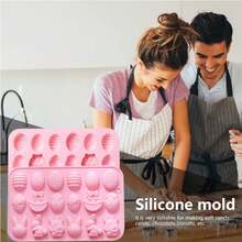 Stampo in silicone a forma di coniglio per cioccolato di Pasqua, adatto per realizzare cioccolato, caramelle, torte, pasta di zucchero, gelatina, budino, sapone fatto a mano, cioccolata calda, palline di cacao, ideale per la decorazione di feste di Pasqua - Rosa - Visualizzare 4