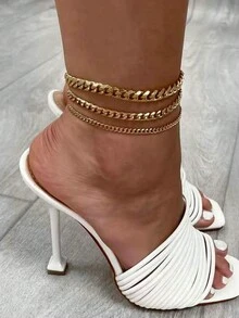 Uworld 1pc 18k Gold Plated Personalized Fashionable Foot Chain In Large, Medium And Small Sizes Suitable For Ladies To Wear On Beach In Summer - Yellow Gold - View 8