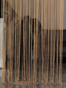 1pc Encrypted Line Curtain For Bedroom Doorway, Living Room Divider With Tassel Decoration For Storefront Window