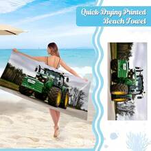1入組汽車圖案沙灘巾，現代微纖維浴巾，適用於度假、露營、游泳、淋浴、禮品 - 彩色 - 查看 3