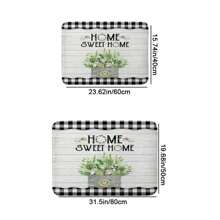 1 Miếng Chống trượt Nông thôn Nhà nông Phòng tắm Tấm thảm , Hiện đại Hoa Màu xanh lá Lá cây Đen Trắng Checkered Thảm phòng tắm , Retro Quốc gia Xám Bằng gỗ Tấm lót - trắng - Xem 2