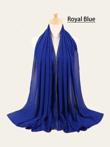 優雅1入組女士假珍珠和鑽石細節鏈條圍巾，春夏秋時尚百搭頭巾，適用於休閒、防曬或披肩 - 彩色 - 查看 23