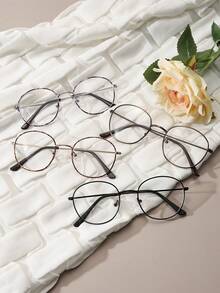 男女通用圆形金属时尚眼镜，适合电脑、游戏、电视和移动阅读 - 彩色 - 查看 5