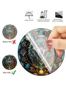 1pc 5.7inch Wolf Sign, Acrylic Painted Window Decoration Pendant, Acrylic Wolf Sign, Window Decor, Room Decor, Garden Porch Kitchen Wall Door Hanging Ornament, Halloween Autumn Gift For Mom Woman Aunt Sister Friends Animal Lovers