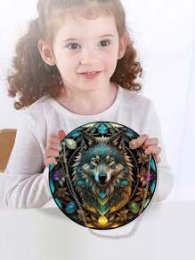1pc 5.7inch Wolf Sign, Acrylic Painted Window Decoration Pendant, Acrylic Wolf Sign, Window Decor, Room Decor, Garden Porch Kitchen Wall Door Hanging Ornament, Halloween Autumn Gift For Mom Woman Aunt Sister Friends Animal Lovers