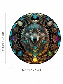 1pc 5.7inch Wolf Sign, Acrylic Painted Window Decoration Pendant, Acrylic Wolf Sign, Window Decor, Room Decor, Garden Porch Kitchen Wall Door Hanging Ornament, Halloween Autumn Gift For Mom Woman Aunt Sister Friends Animal Lovers