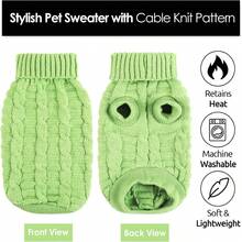 Dog Sweater, High Collar Knitwear For Cold Weather, French Bulldog Classic Solid Color Sport Shirt - Green - View 3