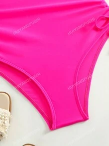 Einfarbiger Damen Badeanzug Mit Verstellbarem Schultergurt Und Schnurzug, Sexy Und Sommerlich