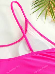 Einfarbiger Damen Badeanzug Mit Verstellbarem Schultergurt Und Schnurzug, Sexy Und Sommerlich