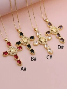1 Peça Colar com Pingente em Forma de Olho Multicolorido com Microincrustações de CZ, Joias de Cobre Banhadas a Ouro 18K para Mulheres