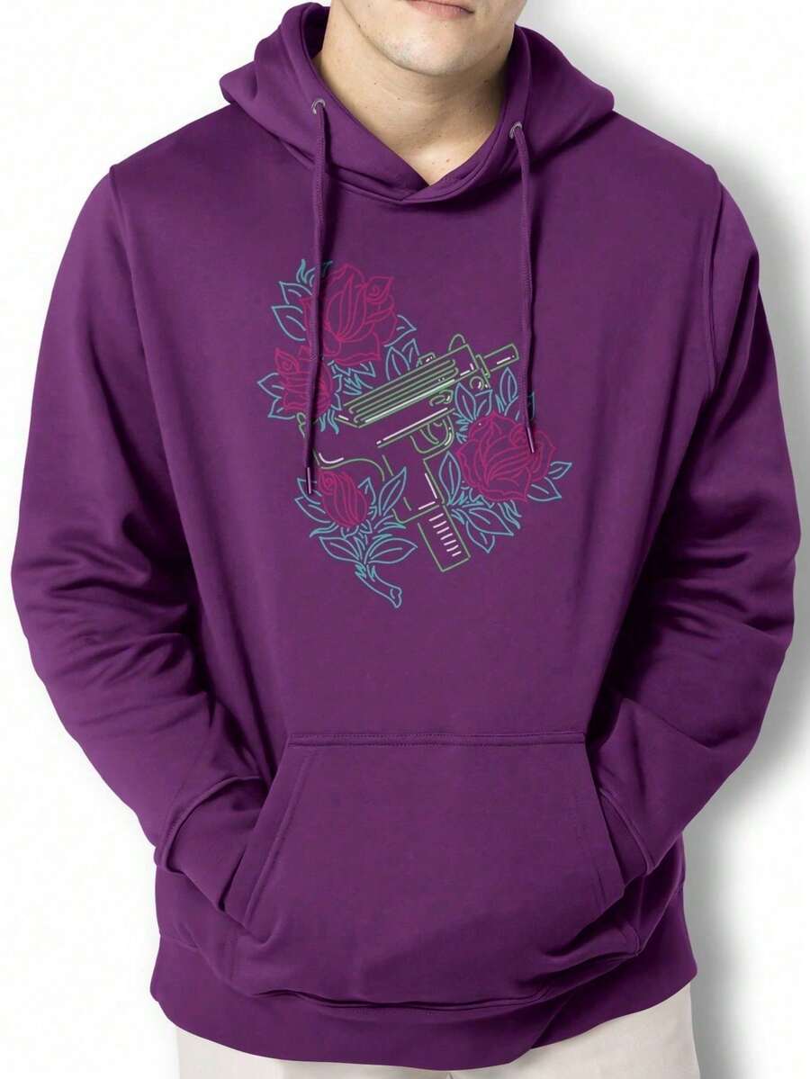 Men Hoodies - 紫色 - 查看 1