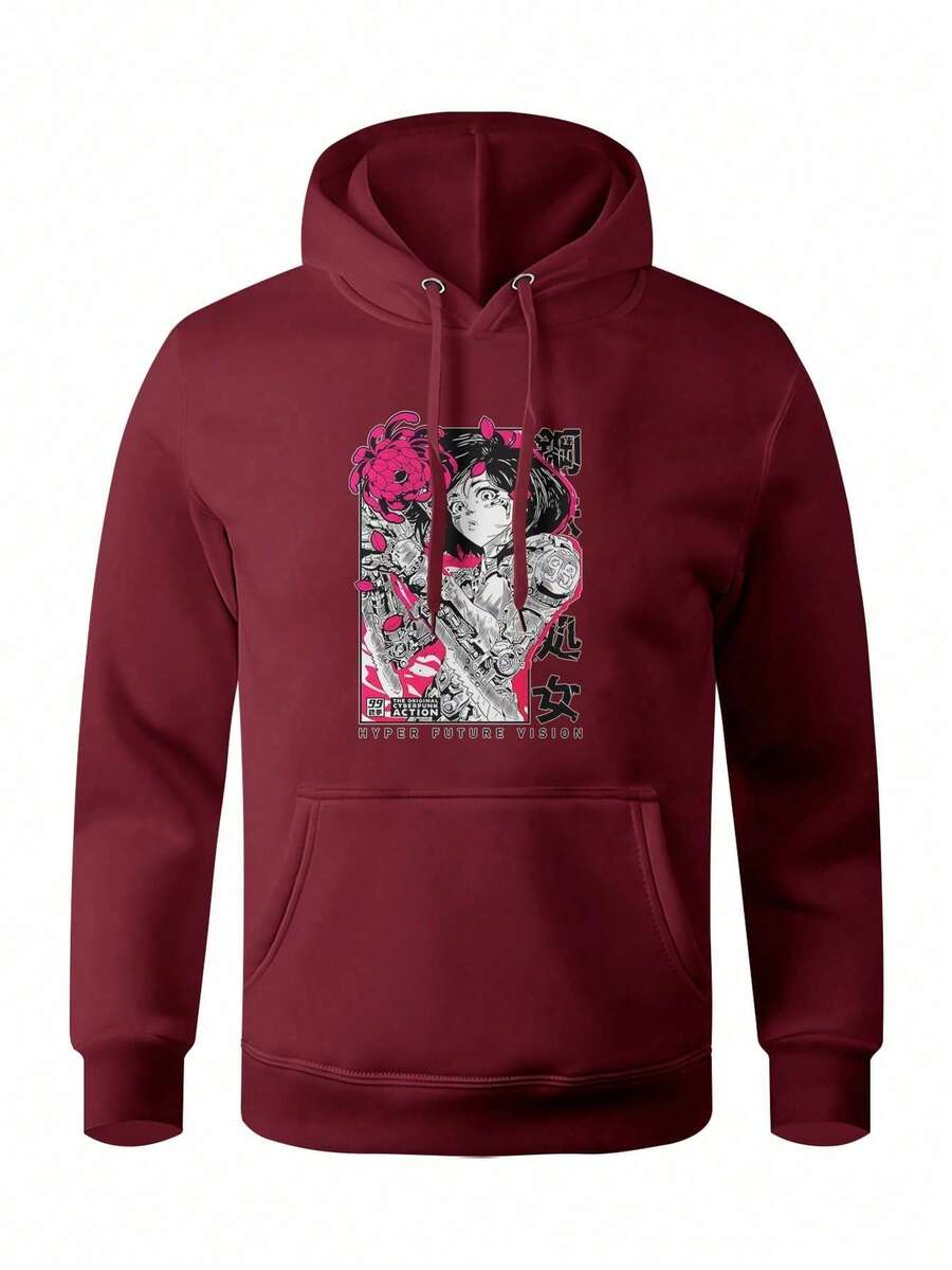 Men Hoodies - 紫紅色 - 查看 1