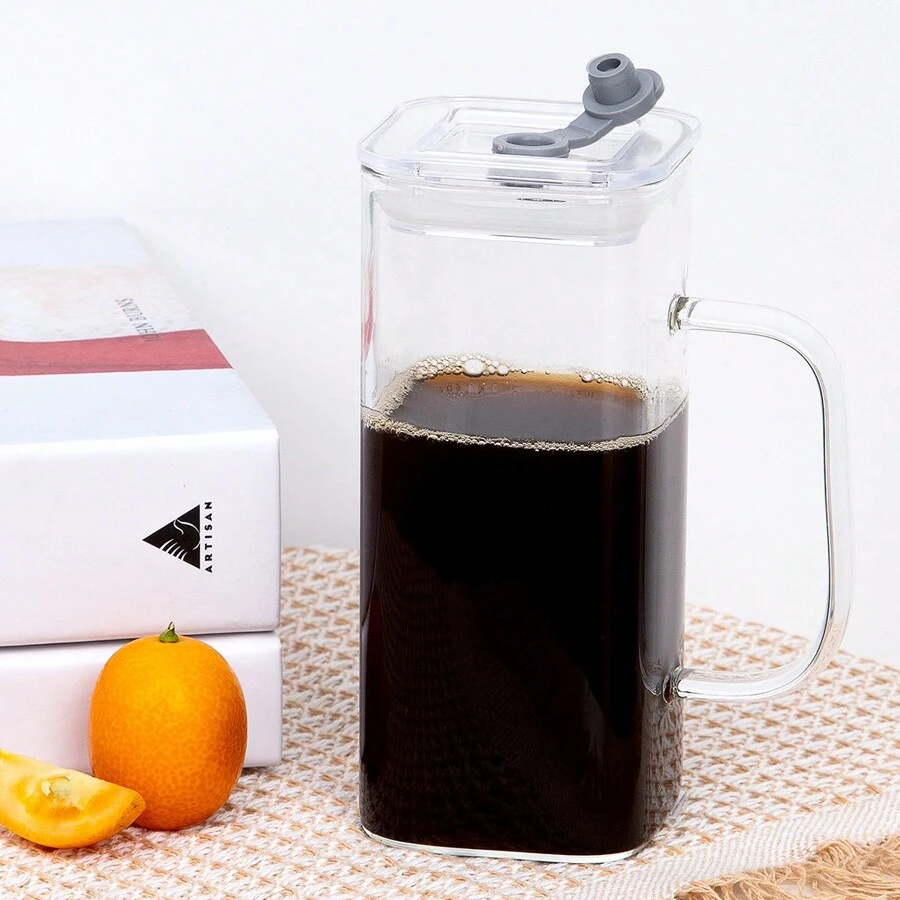 1只吸管杯, 方形玻璃杯, 耐高溫手柄可加熱, 果汁杯, 咖啡杯, 牛奶杯 (隨機杯蓋款式)