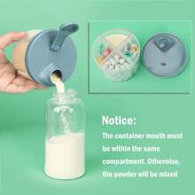 1pc Baby Formula Dispenser, Portable Rotating Milk Powder Container With Four Grids For Travel - Blue - View 5