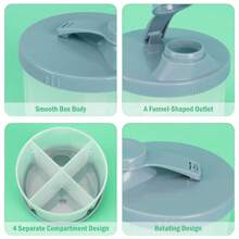 1pc Baby Formula Dispenser, Portable Rotating Milk Powder Container With Four Grids For Travel - Blue - View 2