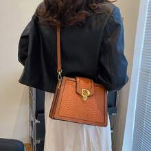 Fashionable Vintage Snake Print Shoulder Bag Shoulder & Crossbody Bag For Commuting, Western Style, Perfect For Horse Riding - Brown - View 6