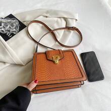 Fashionable Vintage Snake Print Shoulder Bag Shoulder & Crossbody Bag For Commuting, Western Style, Perfect For Horse Riding - Brown - View 7