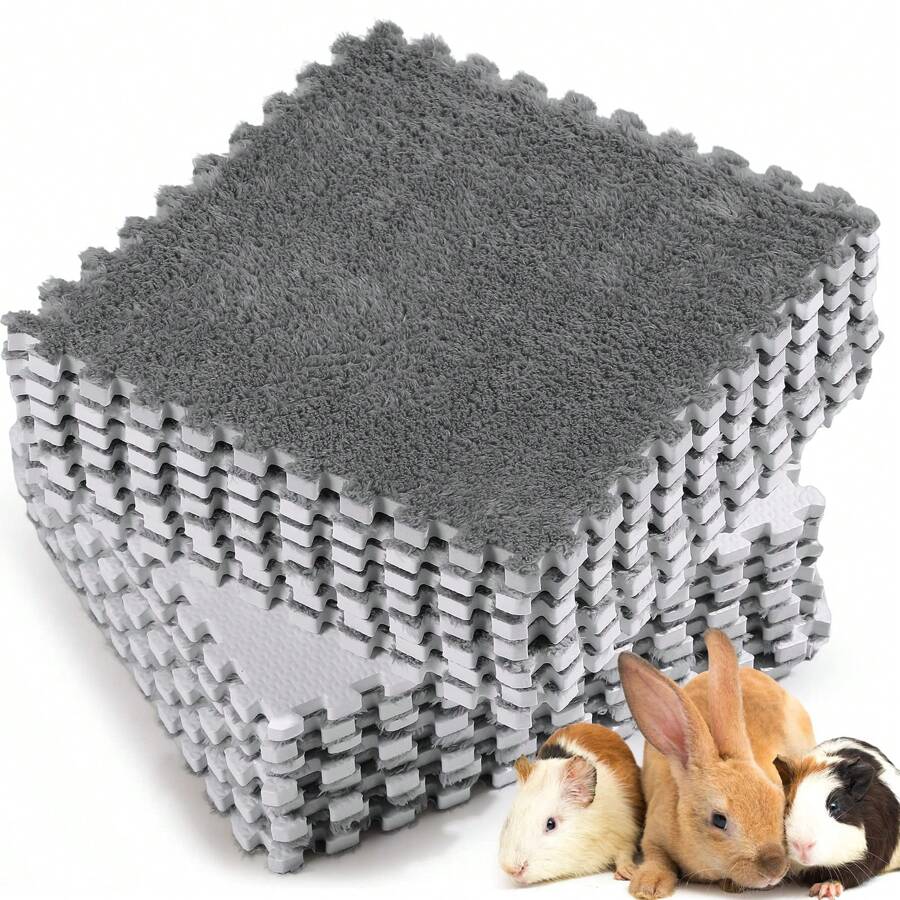 1set Small Animal Cage Liner With Wool Fleece, Waterproof Bedding Mat