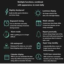 1 Đồng hồ thể thao dây đeo silicon màu đen Unisex có lịch, đồng hồ bấm giờ, mặt số kỹ thuật số, thích hợp cho cuộc sống hàng ngày, làm quà tặng cho học sinh đi học trở lại - màu đen - Xem 2