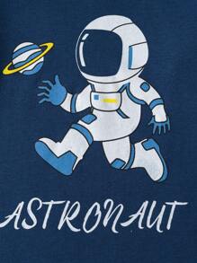 Young Boy Blue Astronaut Print Comfortable Pajama Set - Navy Blue - View 5