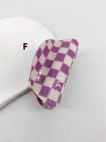 1 件女士 8 厘米亚克力玳瑁方形网格发夹，袋装包装，适合日常佩戴休闲发夹发夹发夹发夹发夹秋冬发饰女士度假装女士 - 彩色 - 查看 9