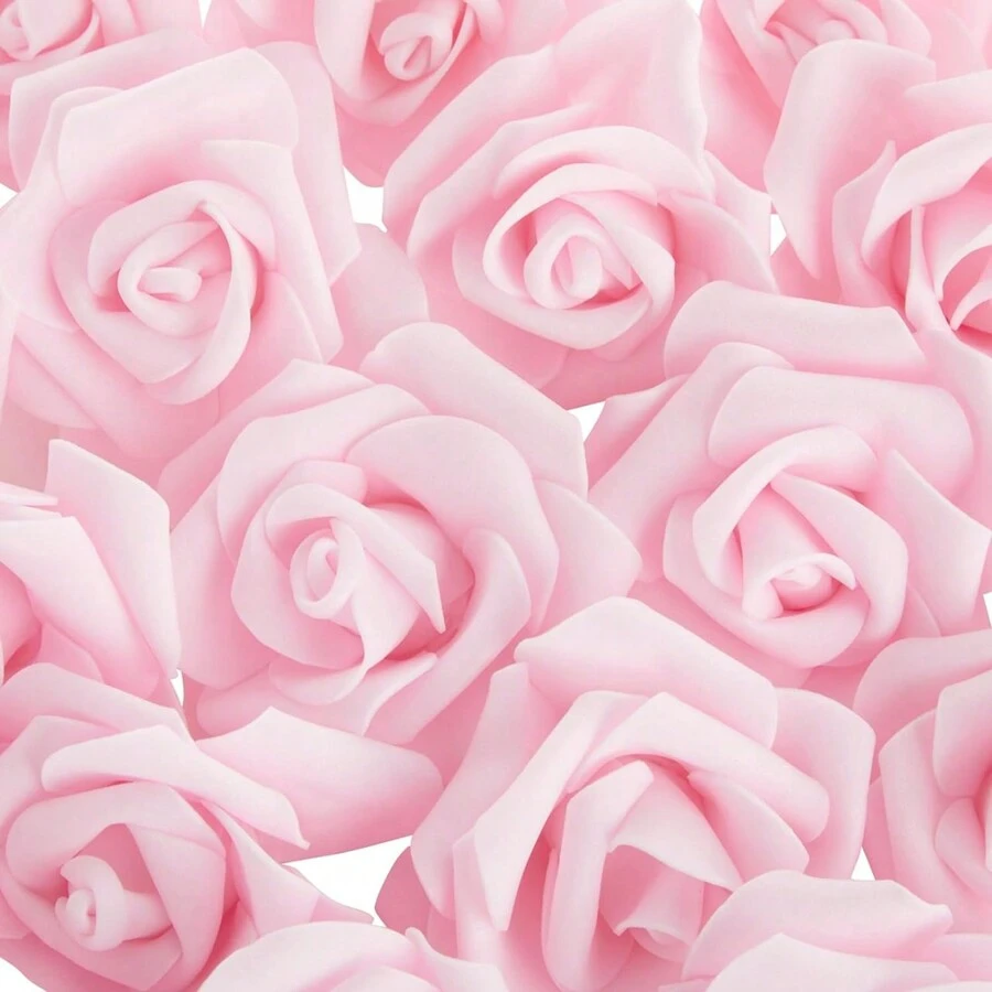 5/10/15/20/25/30 piezas/Set Flores artificiales rosas, flores decorativas de espuma de PS minimalistas, decoración del hogar (Empaque de OPP) - Rosa Pálido - Ver 1