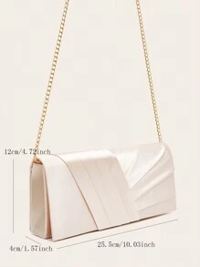 New Taffeta Pleated Chain Strap Evening Bag, Crossbody Style, Great Gift For Valentine's Day