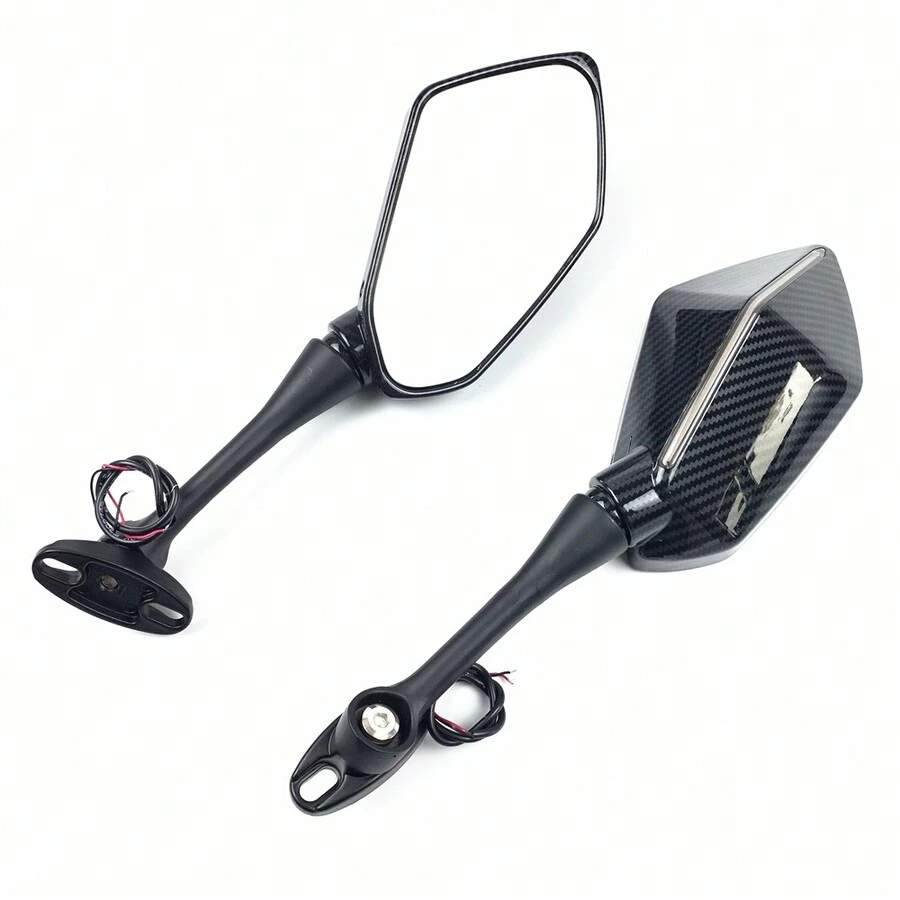 1pair Motorcycle Rear View Mirrors For  CBR600RR 2003-2019 CBR1000RR 2004-2007 LED Turn Signal Sport Bike Rear View Side Mirrors - Black - View 1