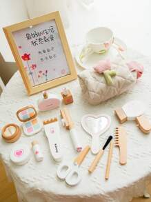 1set Wooden Pretend Makeup Kit Toy For Kids Girls, Including Princess Style Cosmetic Bag, Suitable For Children Aged 3-6 - Simulated Play House Cosmetics Bag - View 4
