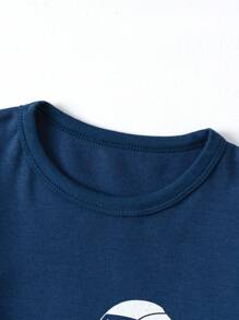 Young Boy Blue Astronaut Print Comfortable Pajama Set - Navy Blue - View 3