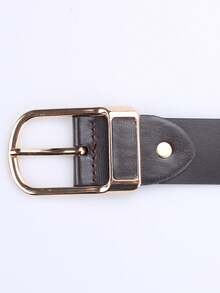 Joopzqm 男士PU皮革休闲中年牛仔皮带，针扣式 - 咖啡棕 - 查看 3