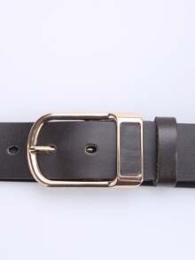 Joopzqm 男士PU皮革休闲中年牛仔皮带，针扣式 - 咖啡棕 - 查看 4