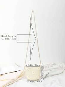 可愛兒童海灘編織可折疊小菊花肩背包,完美送禮之選 - 白色 - 查看 5