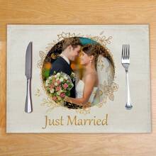 1pc Diy Customized Printed Placemat, Create Your Own Romantic Design For Wedding Or Anniversary Gift