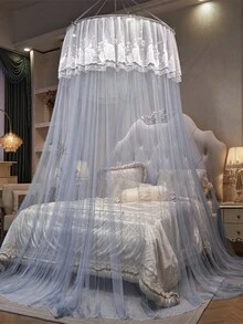 1pc Solid Color Dome Mosquito Net, Suitable For All Bed Sizes, Fashion Hanging Mosquito Net, High Density, Anti-Mosquito And Dust, Applicable For Living Room, Bedroom, Outdoor Travel - Grey - View 2