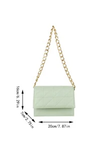 Women's Shoulder Bag, Chain Bag, Small Square Bag, Quilted Thread Bag, Lightweight Mini Bag, Suitable For Commuting, Leisure, Daily Collocation, Dating, Work, Students - Green - View 7