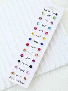 12 cái Nhiều màu Đá sinh Pha lê Bông tai stud - Nhiều màu - Xem 5