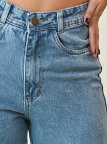 Calça Jeans Wide Leg Feminina Cintura Alta 100% Jeans Tecido Grosso Elegante Confortável Vintage Algodão