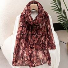 1條女性復古木紋印花輕便度假防曬披巾/圍巾,適合日常穿著 - 彩色 - 查看 13